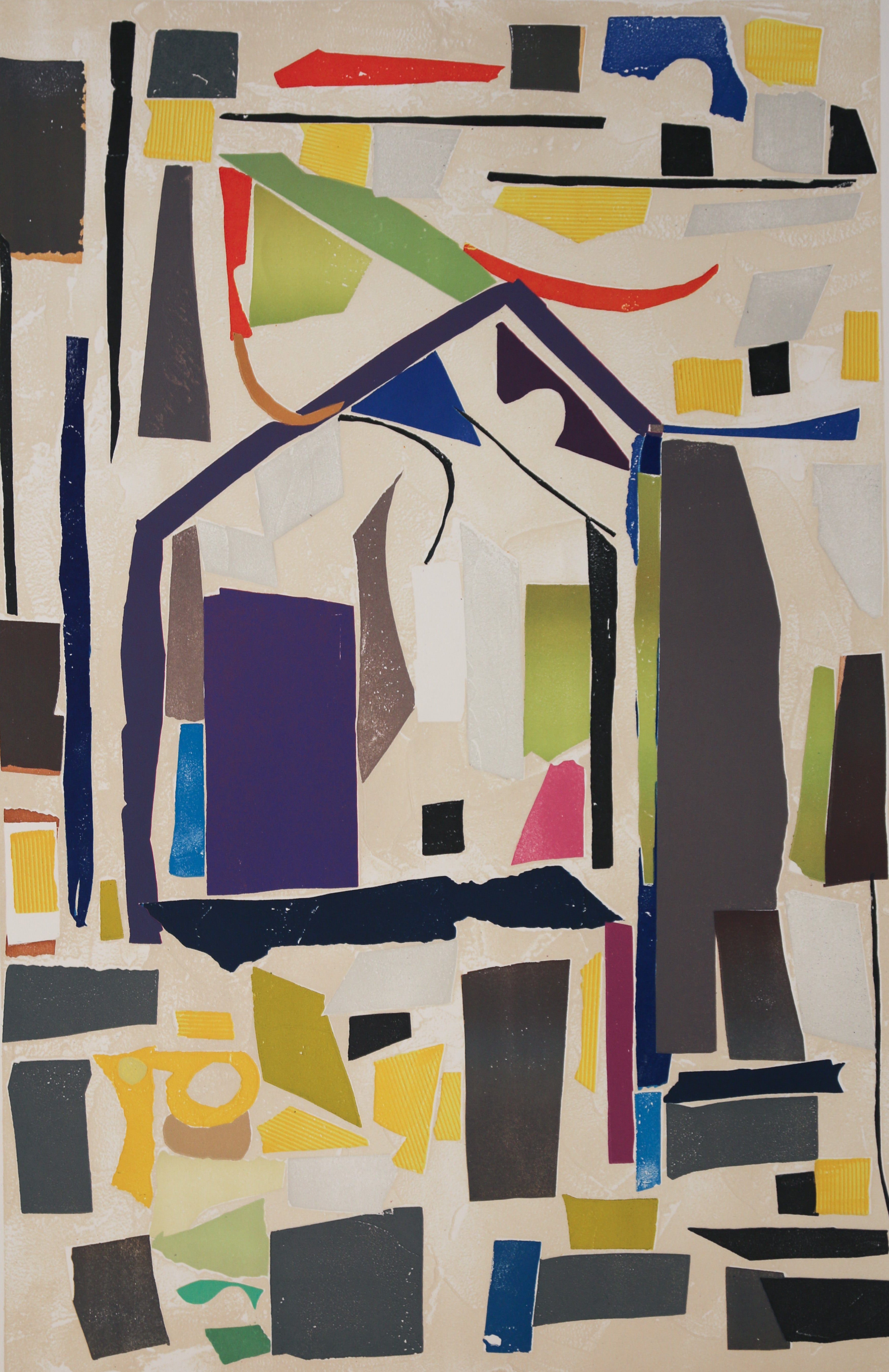 Gros plan sur la superposition des couleurs et la matière lithographique d'André Lanskoy.