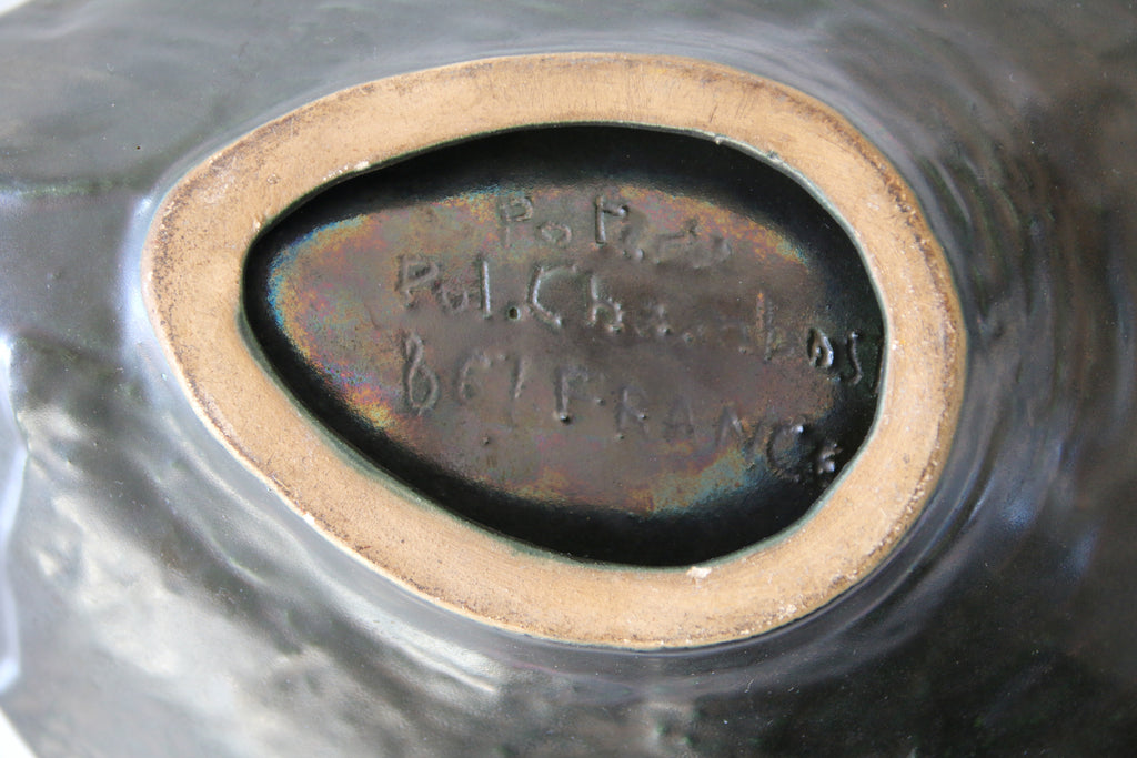 Signature authentique Poterie Pol Chambost Made In France sous vide-poche céramique.