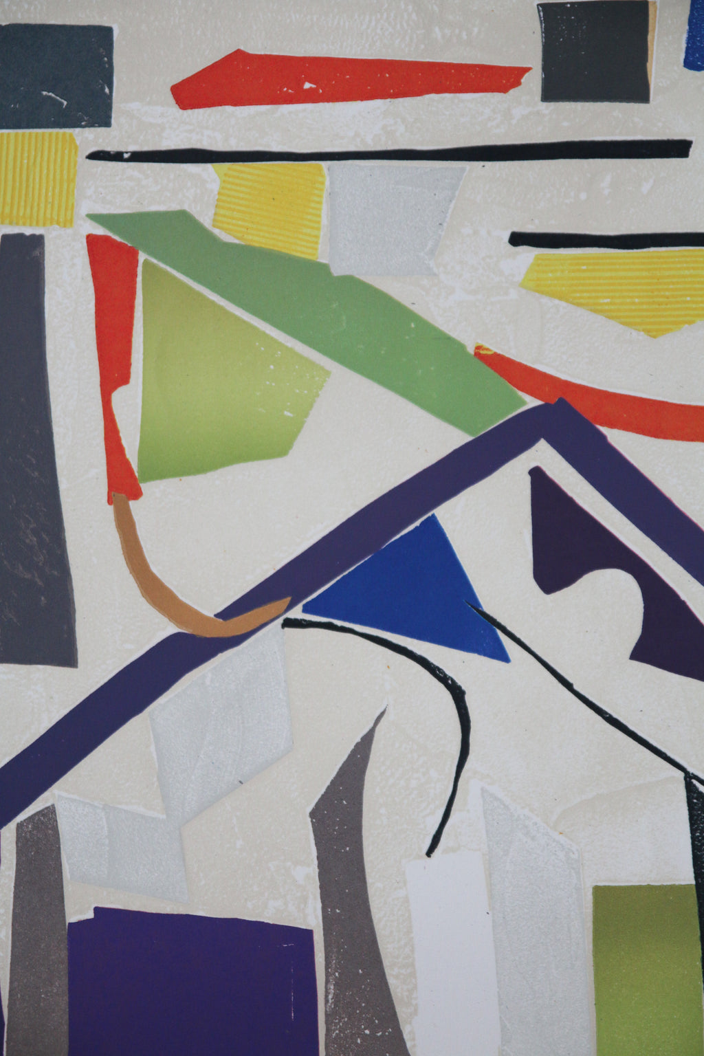 Détail de la lithographie d'André Lanskoy, composition abstraite sur papier Fabriano.