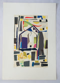Vue complète de la lithographie d'André Lanskoy, composition abstraite sur papier Fabriano.