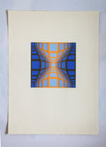 Sérigraphie originale Victor Vasarely KEK-EG-II 1975 Op Art couleurs bleu cobalt violet ocre