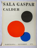 Affiche originale de l'exposition Alexander Calder à la Sala Gaspar, Barcelone, septembre 1973. Lithographie aux formes géométriques rouge, bleue et noire.