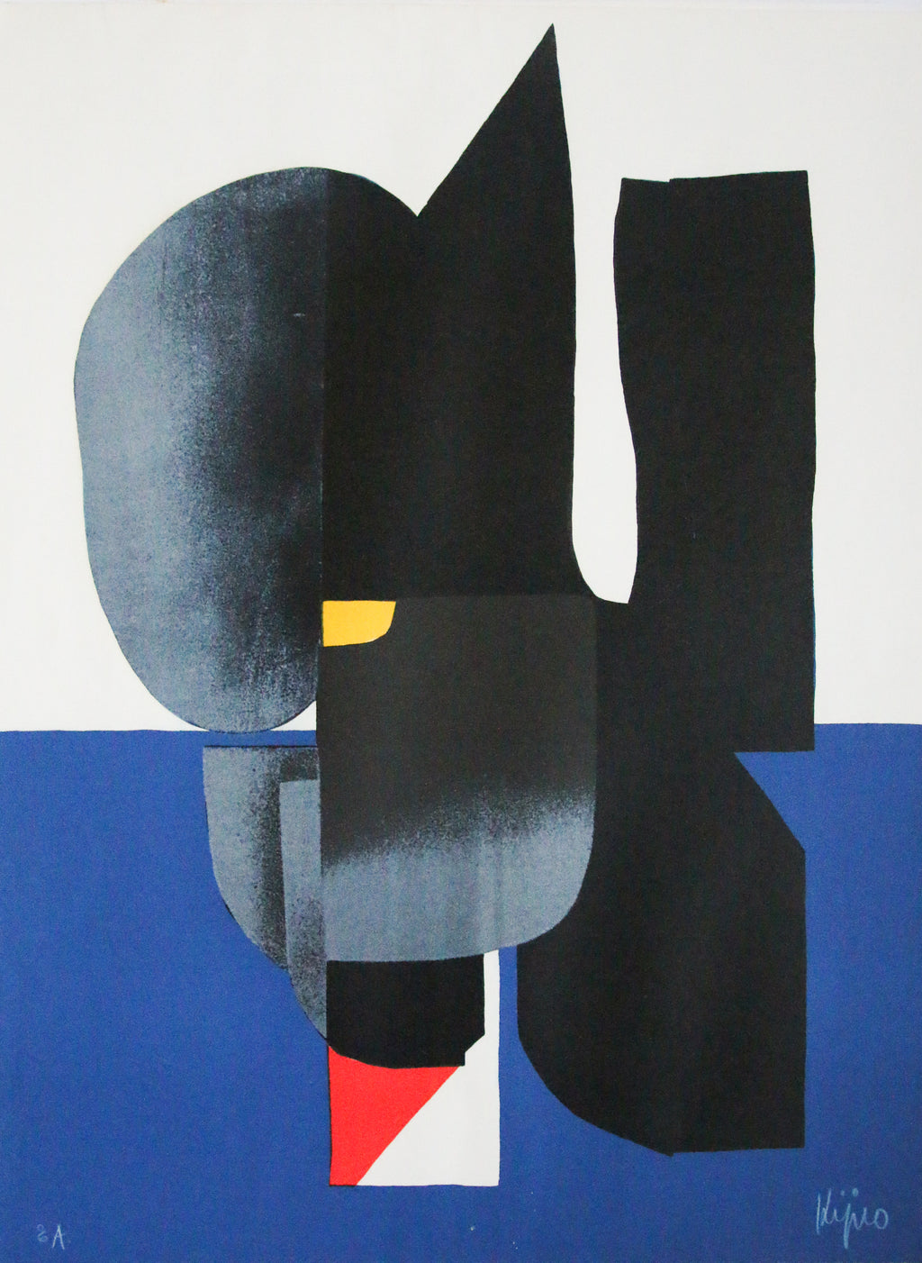 sérigraphie originale de Ladislas Kijno, formes organiques et couleurs primaires, Épreuve d'Artiste