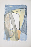 Lithographie originale de Bram Van Velde, abstraction lyrique aux formes fluides et colorées sur papier Johannes.