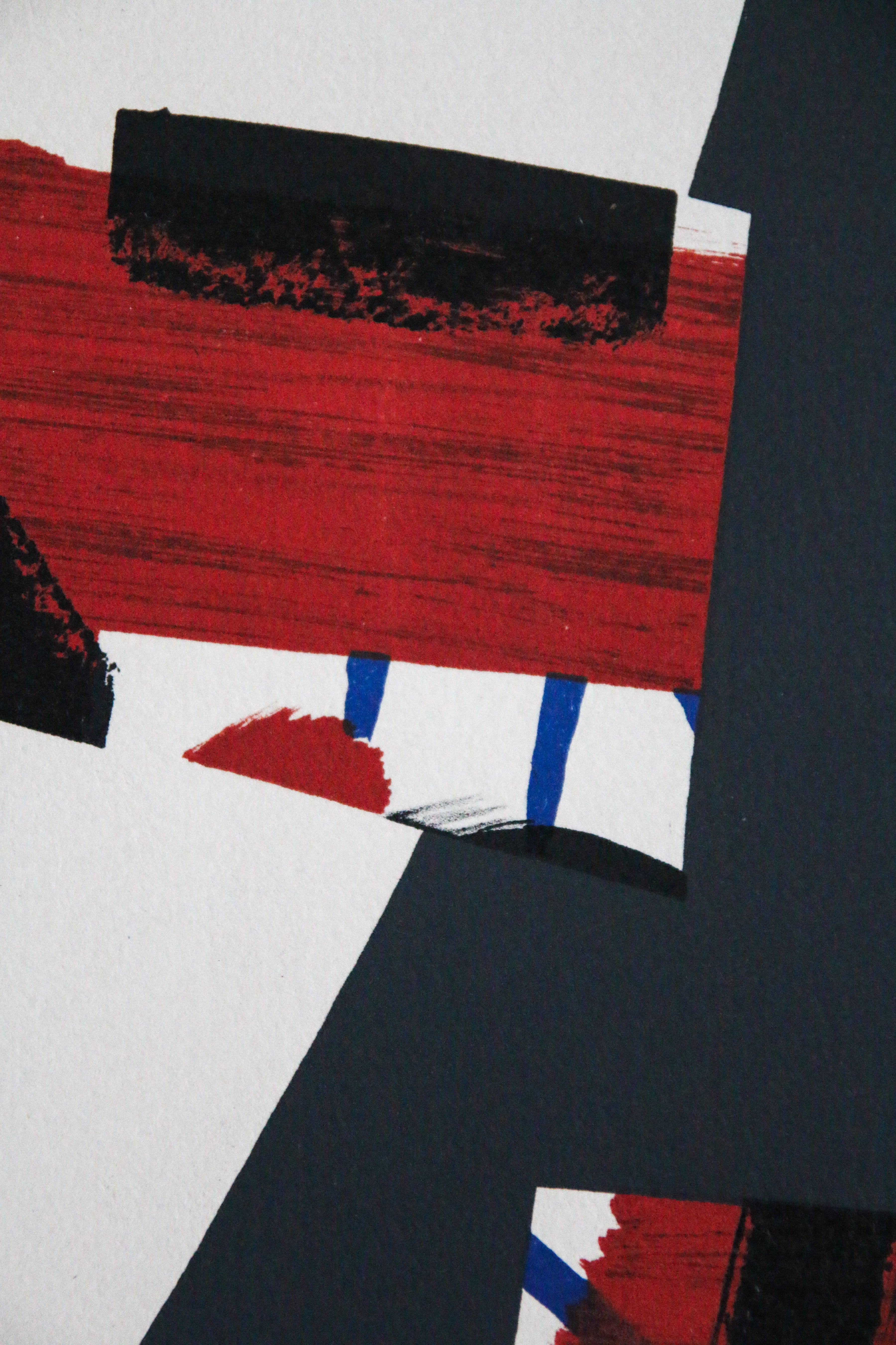Zoom la fraîcheur des encres lithographiques (rouge et jaune) d'une œuvre originale de Berto Lardera.