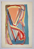 Lithographie originale de Bram van Velde, abstraction lyrique multicolore, format 70x50 cm - Studio Cinquante.