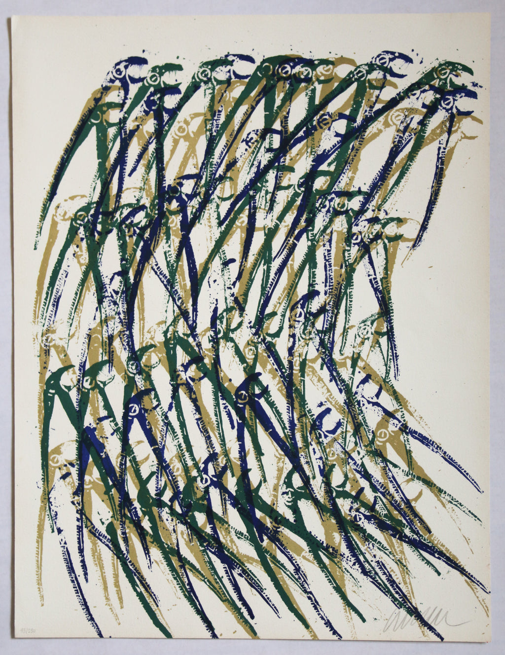 Lithographie originale d'Arman, Accumulation de pinces, mouvement Nouveau Réalisme, 55x45 cm.